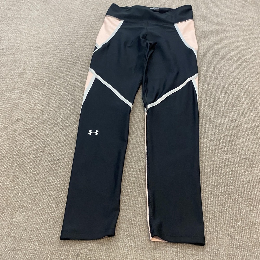 Under Armour Leggings Womens Small Black HeatGear Compression Colorblock Stretch